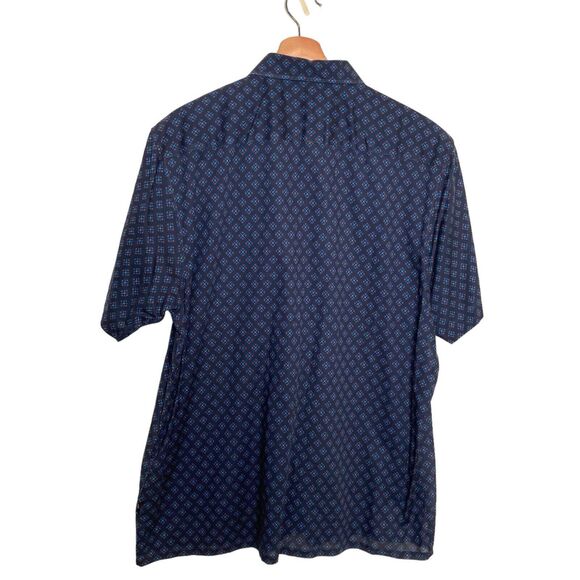 Ted Baker Mens All Over GEO Print Short Sleeve Button Up Shirt Size Large Blue - Picture 2 of 10